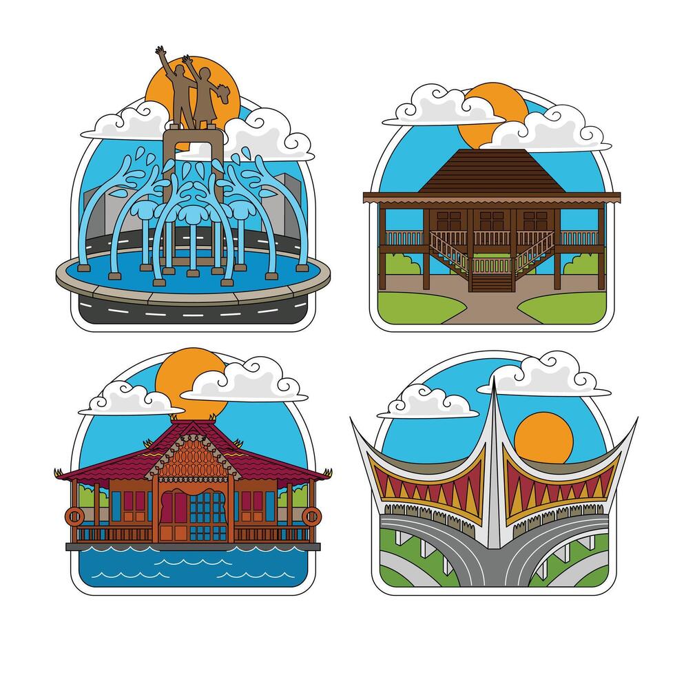indonesia landmark of welcome monument etc vector
