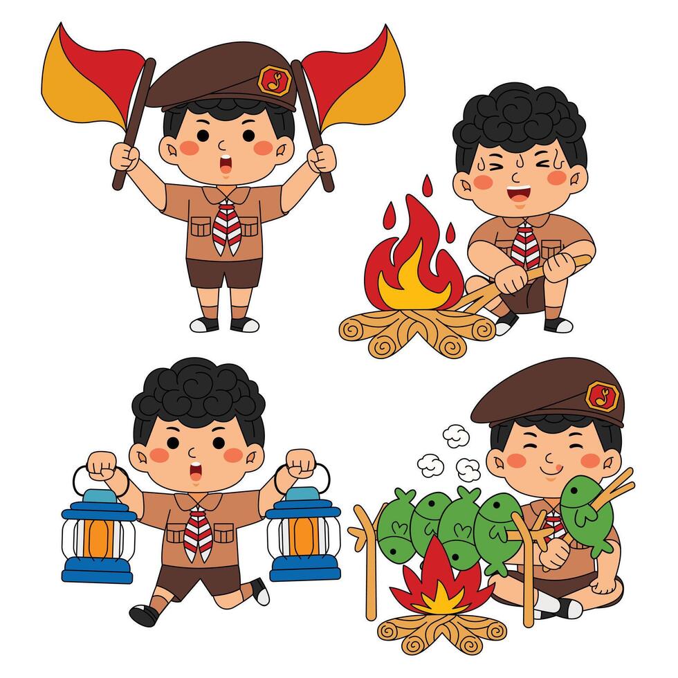 Boy Kids Scout Student Activity vector