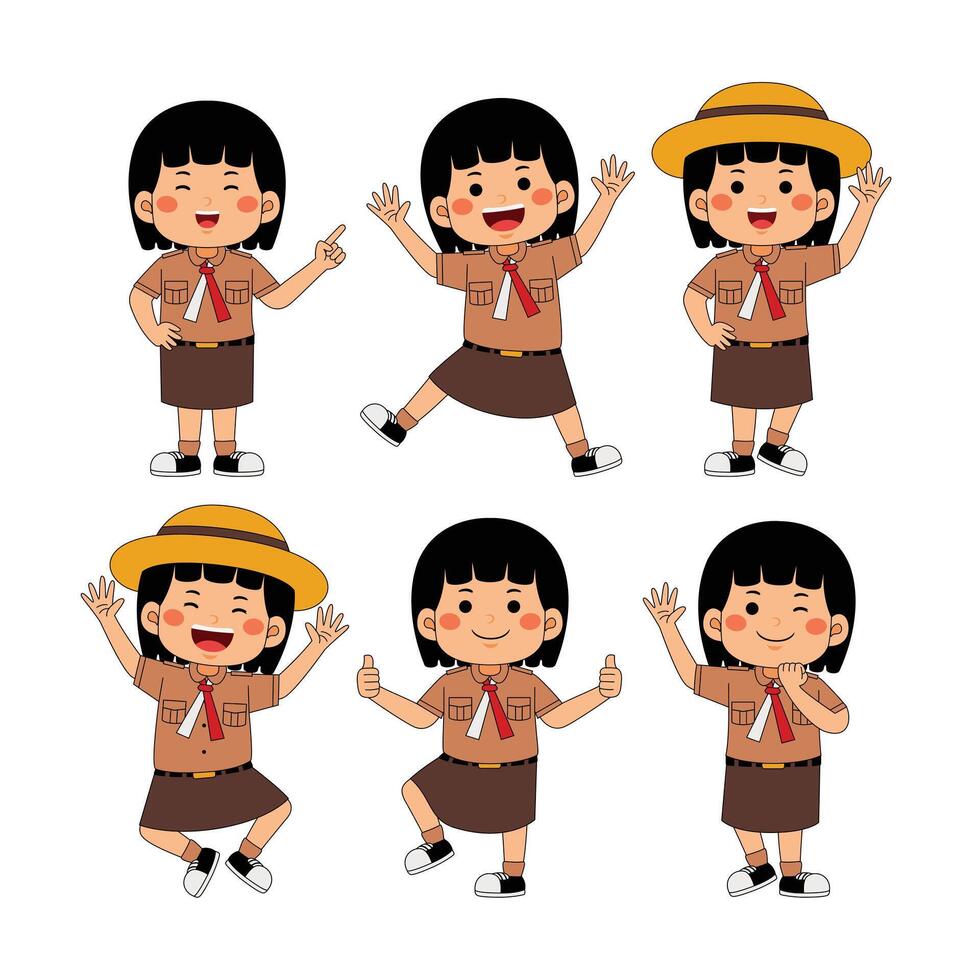 Cute Girl Scout Student Element vector