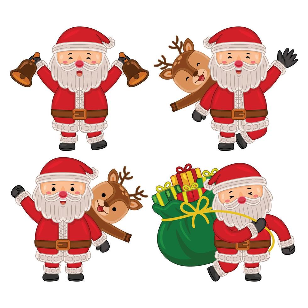 cute santa claus character with deer vector