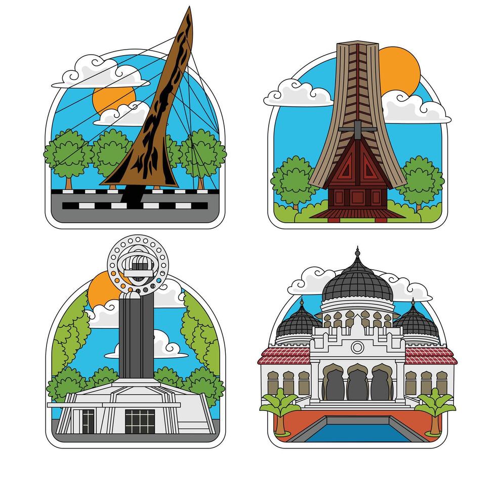 indonesia landmark of keris monument etc vector