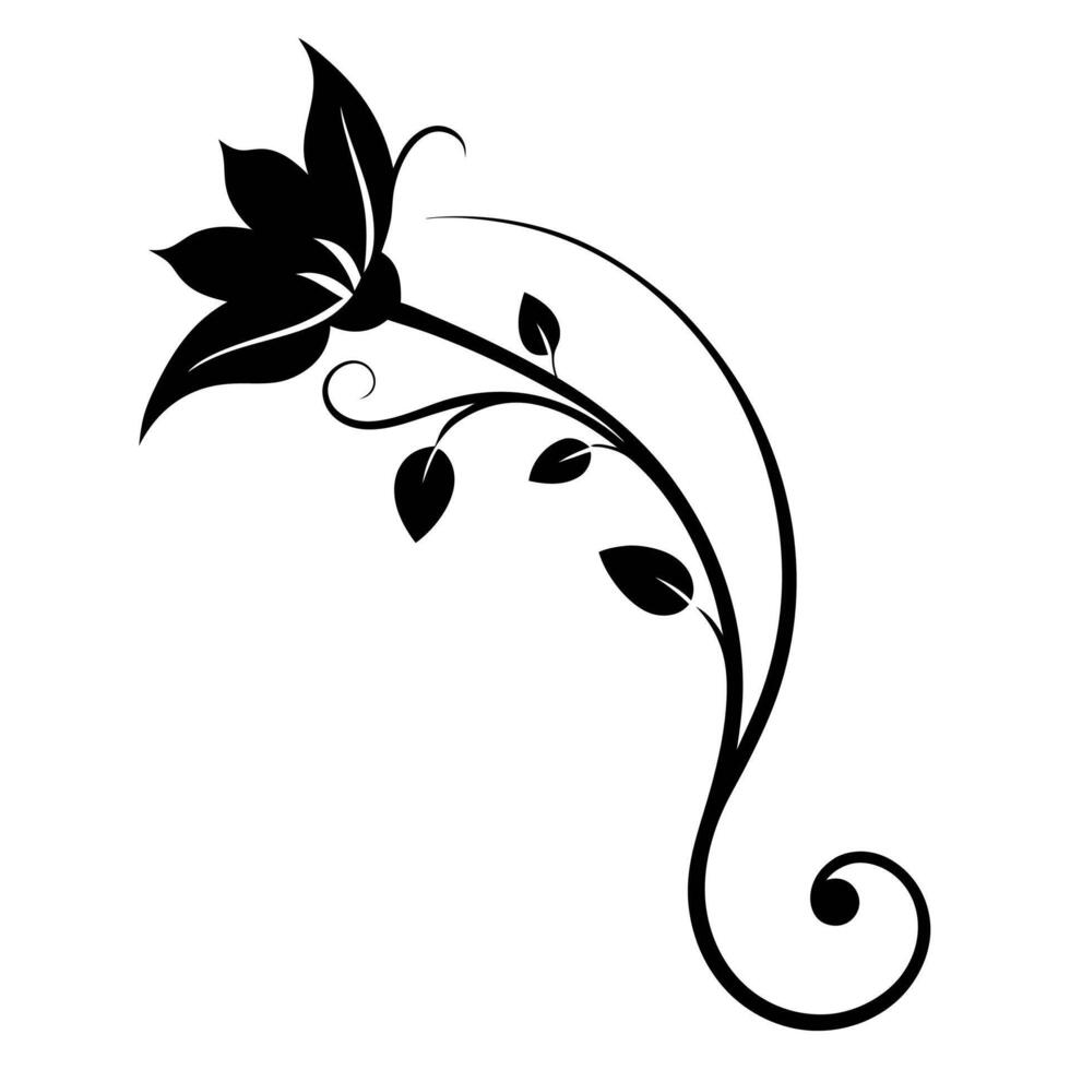 Stunning floral ornament silhouette for elegant corner designs. vector