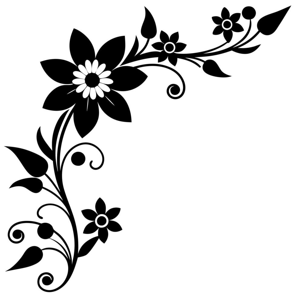 Silhouette Corner Element Ornament Design vector