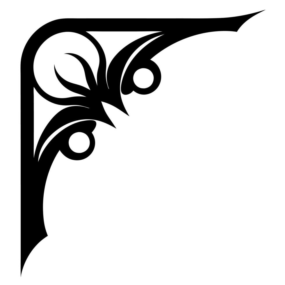 Minimalist floral design corner silhouette creative compositions. vector