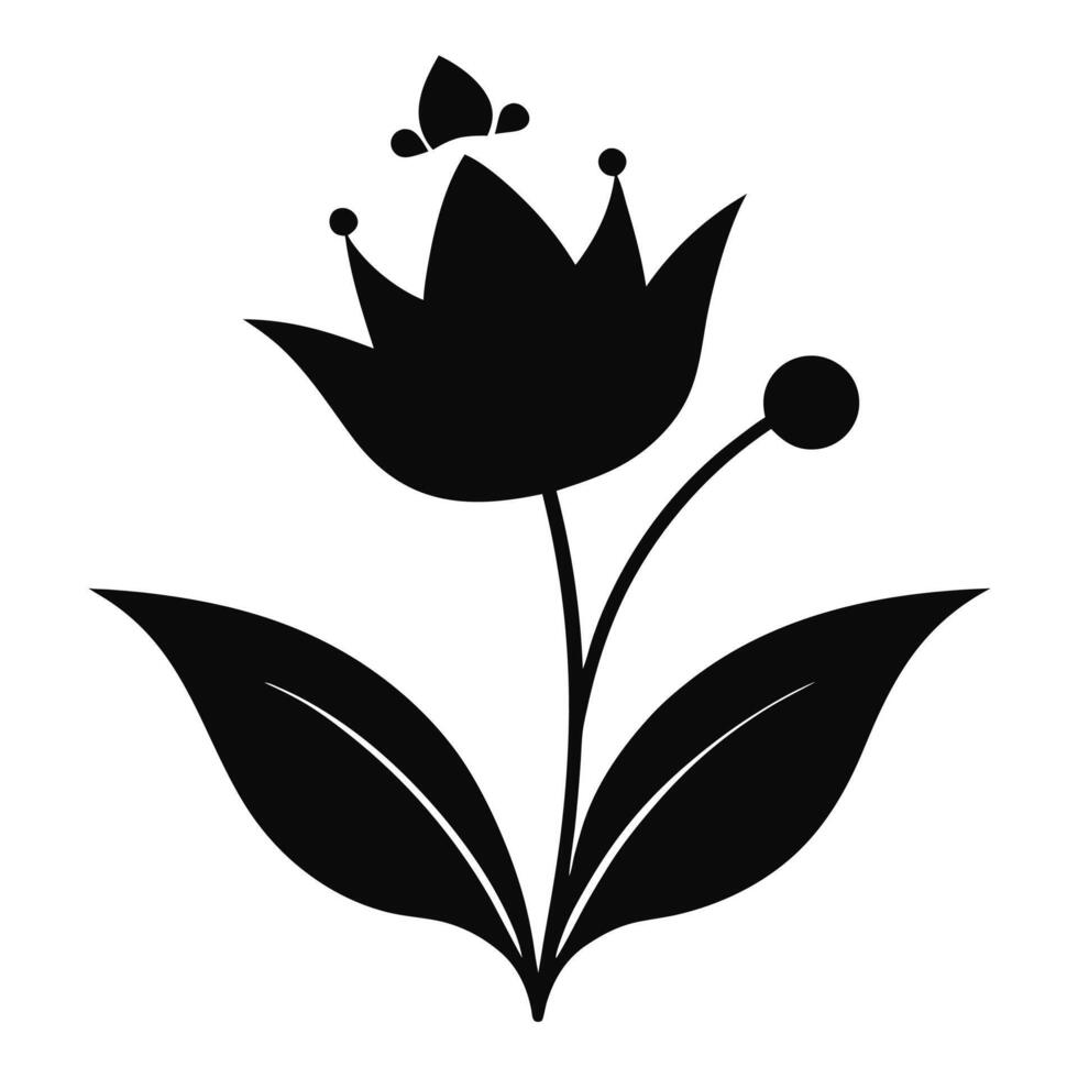 Floral element silhouette ideal for decoration, borders creative designs. vector