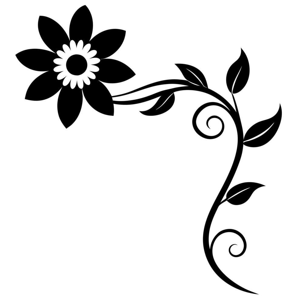 Elegant floral corner design silhouette perfect for ornaments and decorations. vector