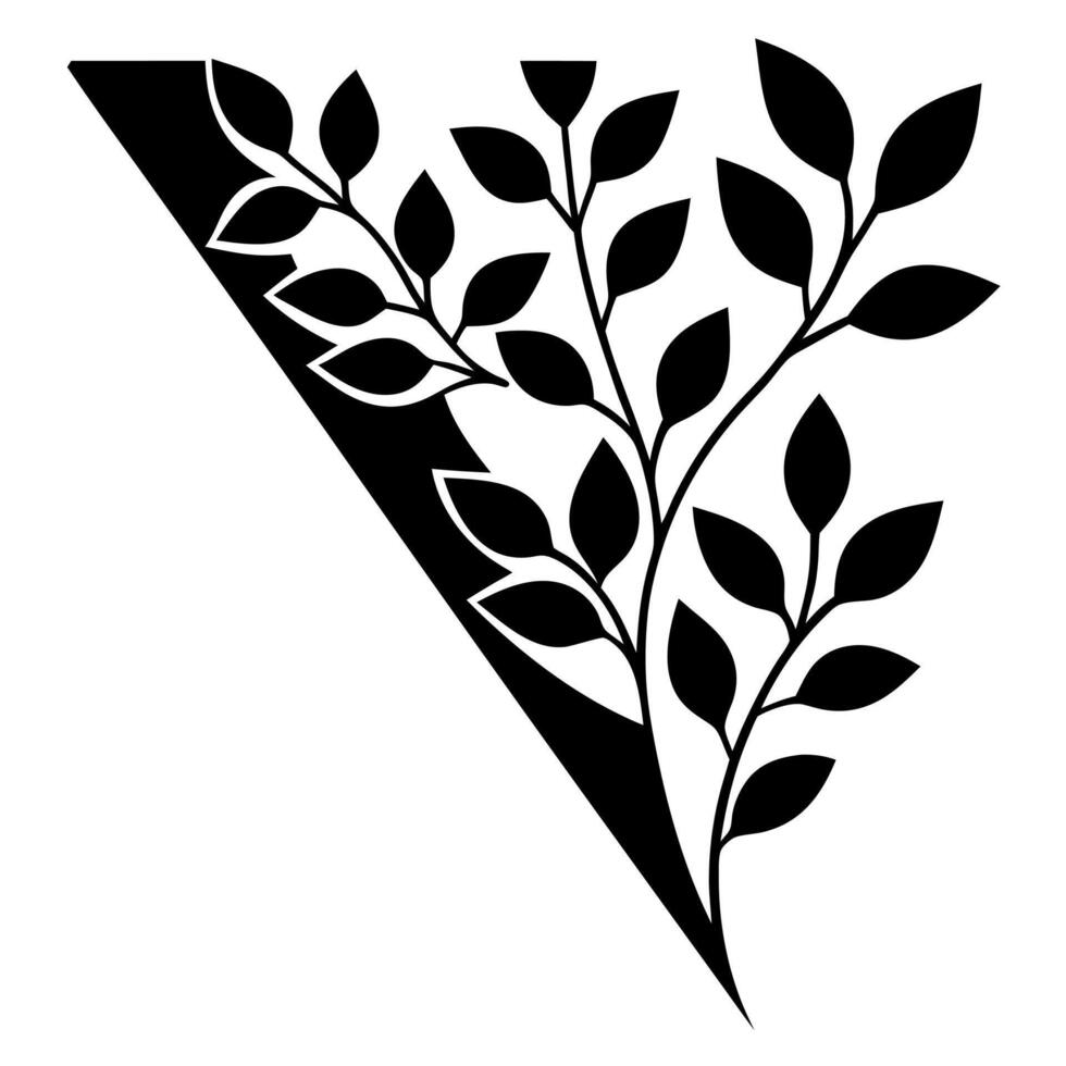Elegant floral corner design silhouette vector