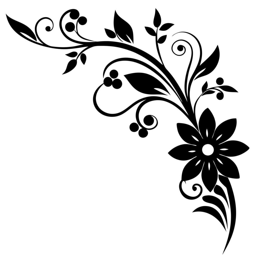Elegant Silhouette Corner Elements and for Creative Design Illustration vector