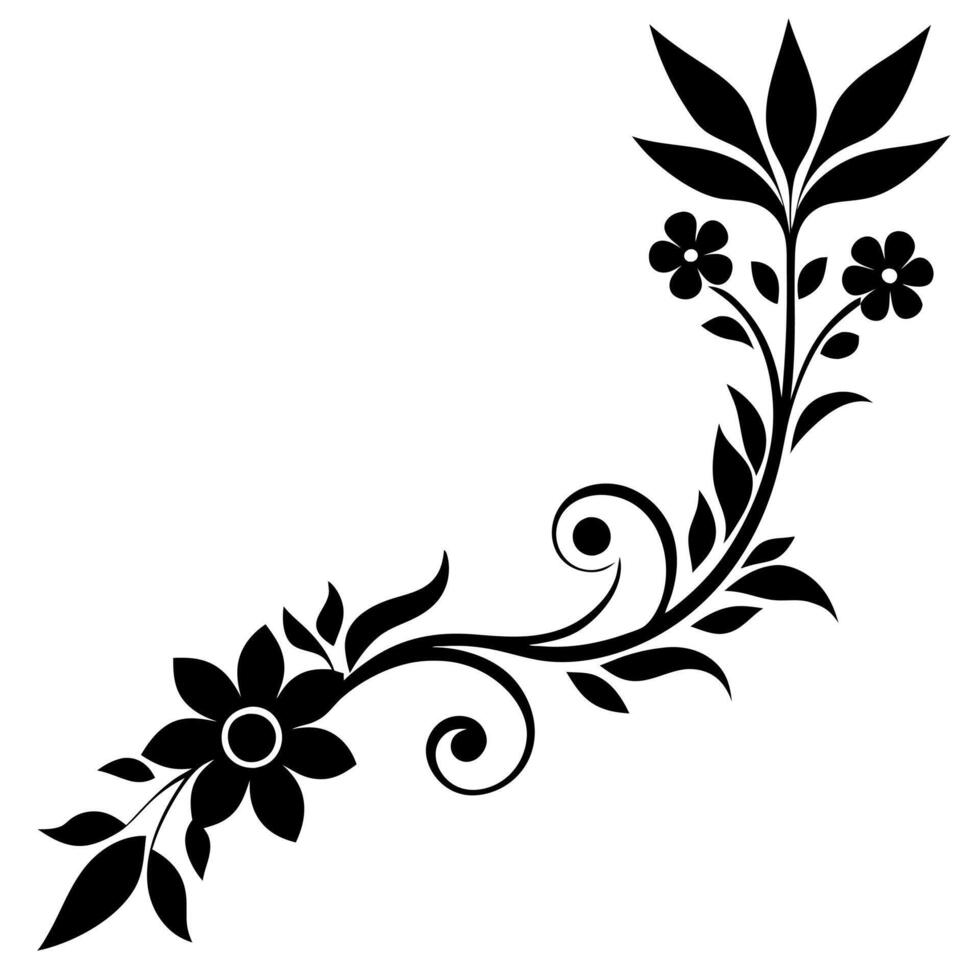 Elegant Silhouette Corner Elements and Ornaments Design Illustration vector