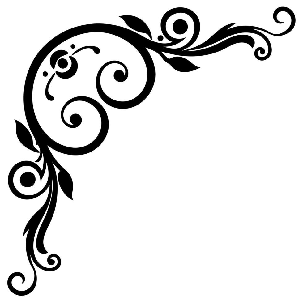Floral element silhouette ideal for decoration, borders, and creative designs. vector