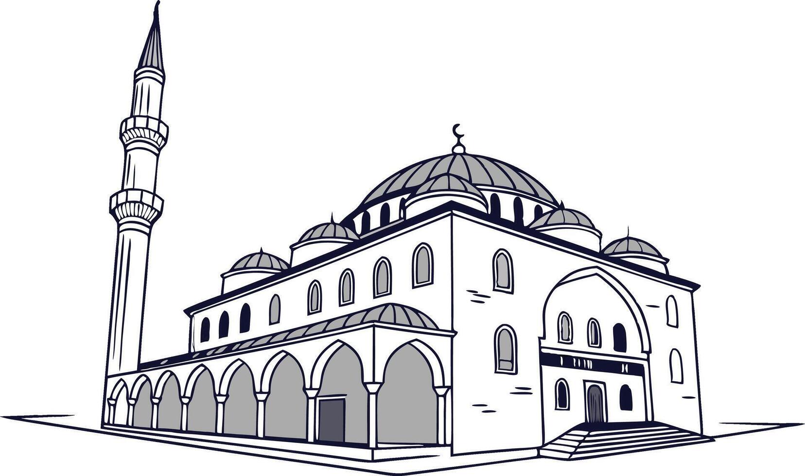Detailed Line Drawing of a Majestic Mosque vector