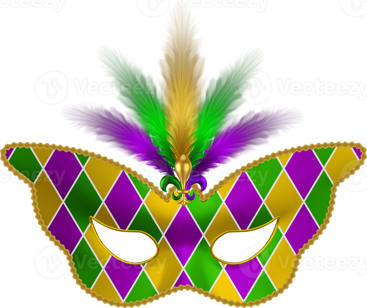 butterfly shaped colorful mardi gras mask with feathers and lily png