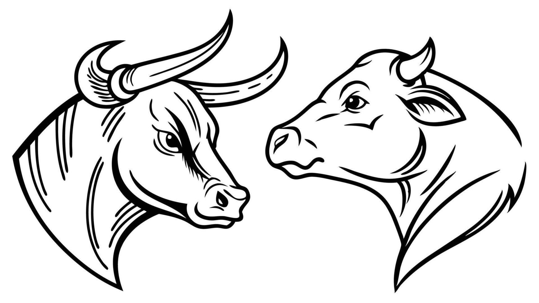 Black and White Bull and Bear Stock Image for Financial Charts vector