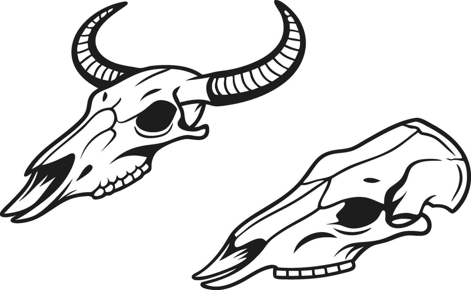 Two Animal Skulls in Stylish Line Art Design vector