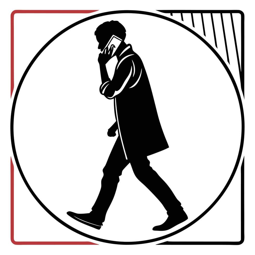 A man walking on a phone vector