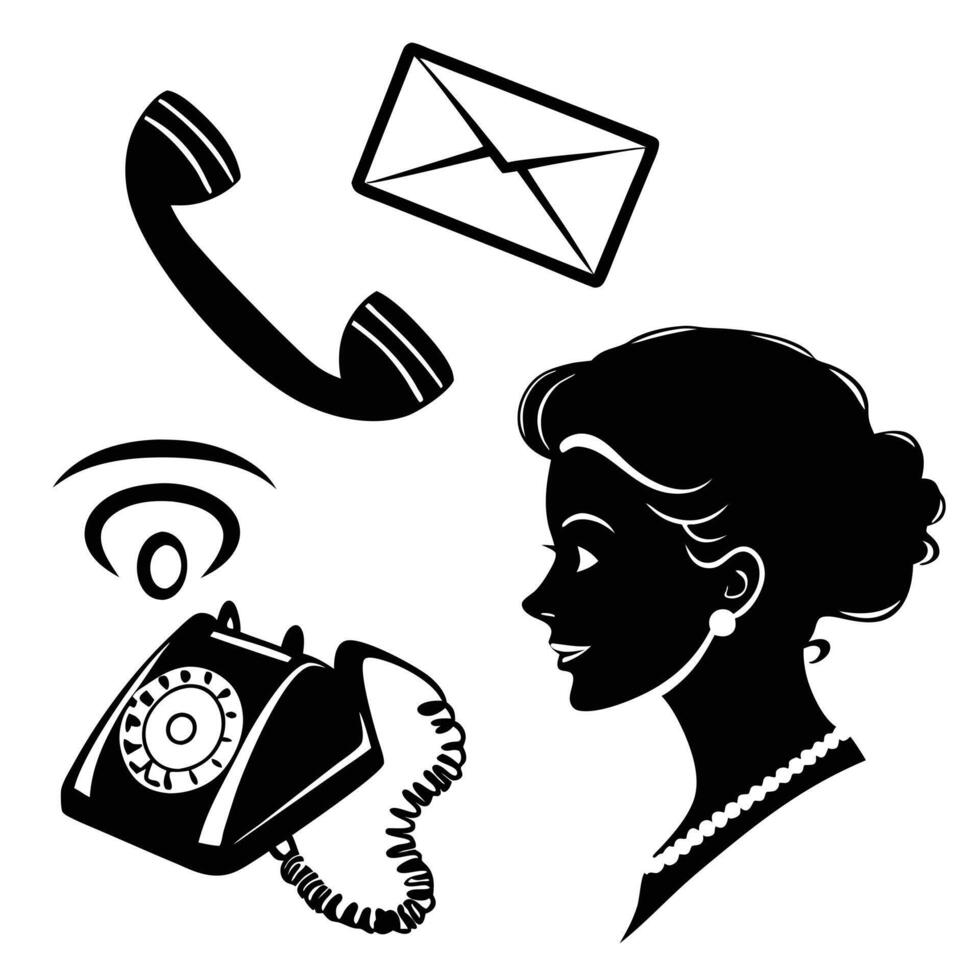 Woman with telephone and mail vector