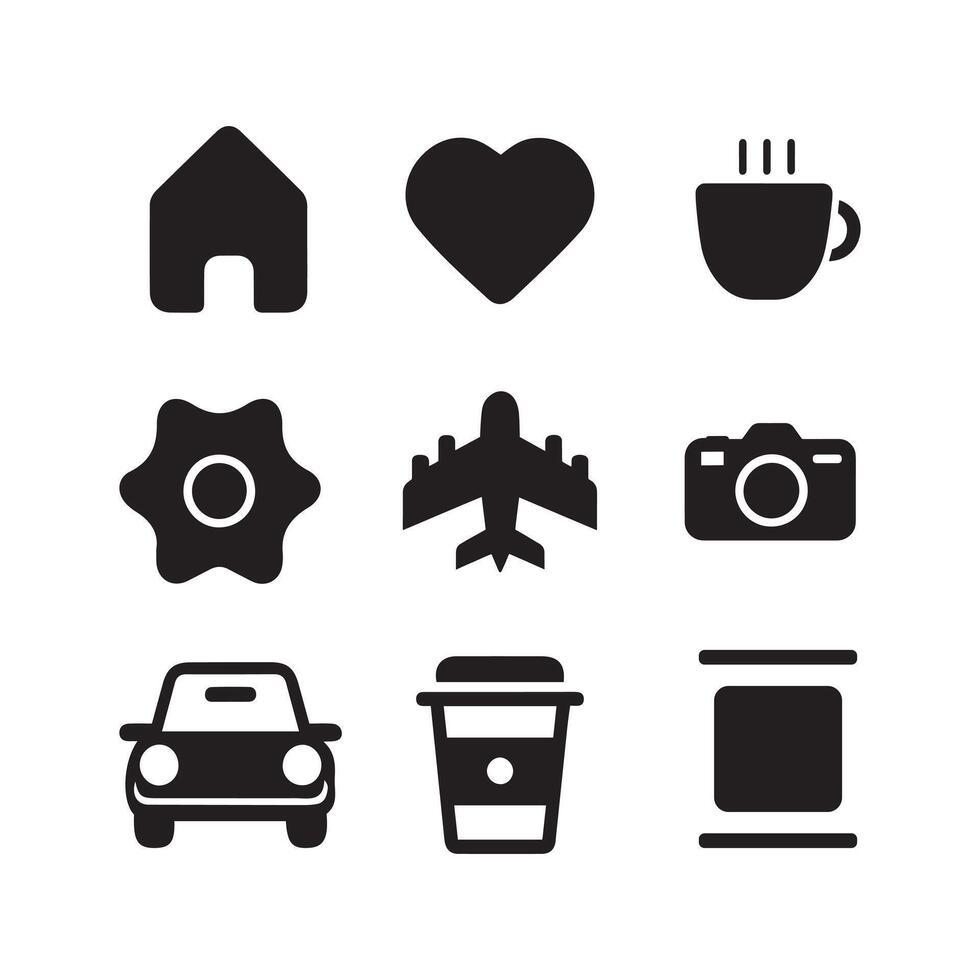 Simple ui Icons Set, silhouette illustration. vector