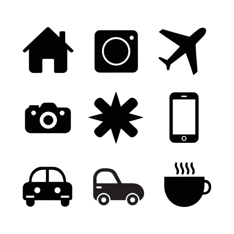 Basic ui Icon Set, silhouette icon, on white background, vector