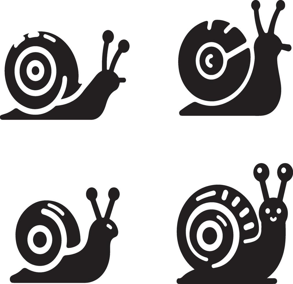 set of snail icons vector