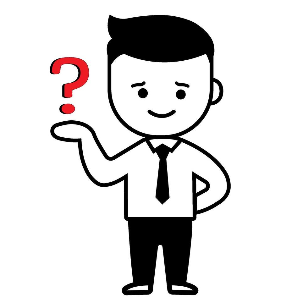 Man holding a question mark, representing curiosity and inquiry in everyday situations vector