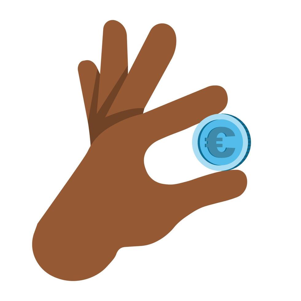 Hand holding a coin with euro symbol representing finance and savings concepts vector
