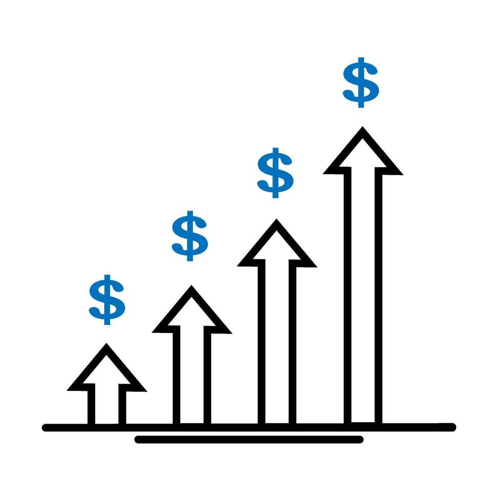 Financial growth chart indicating increasing revenue over time vector