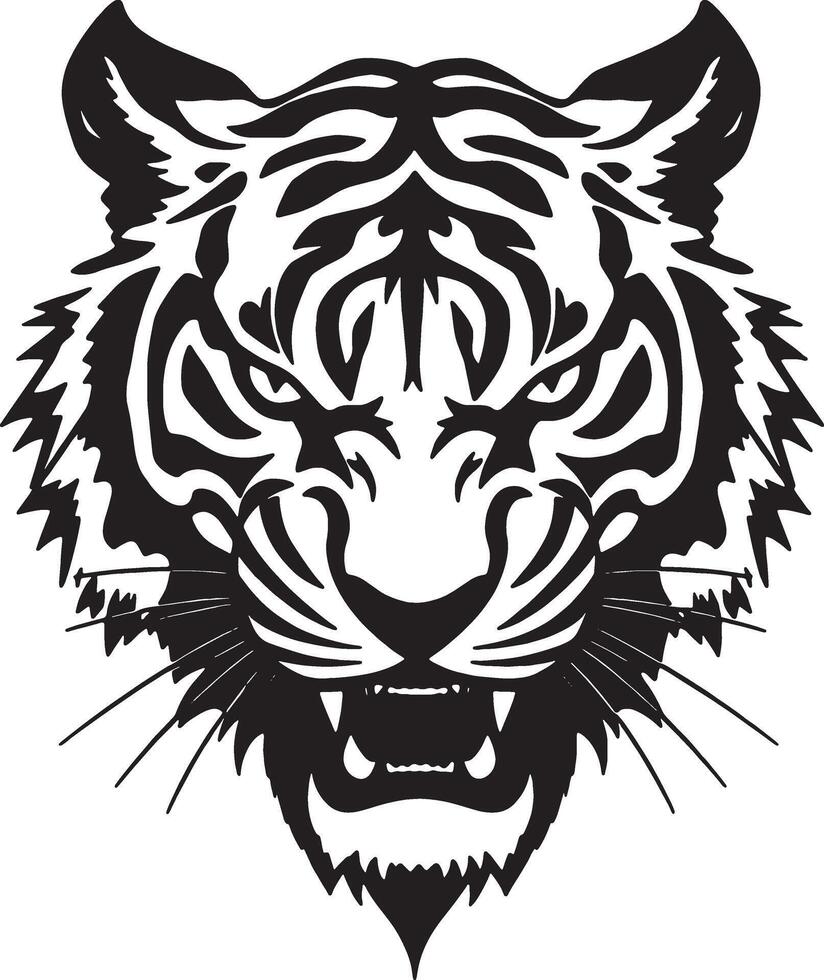 A silhouette illustration of a fierce majestical tiger vector