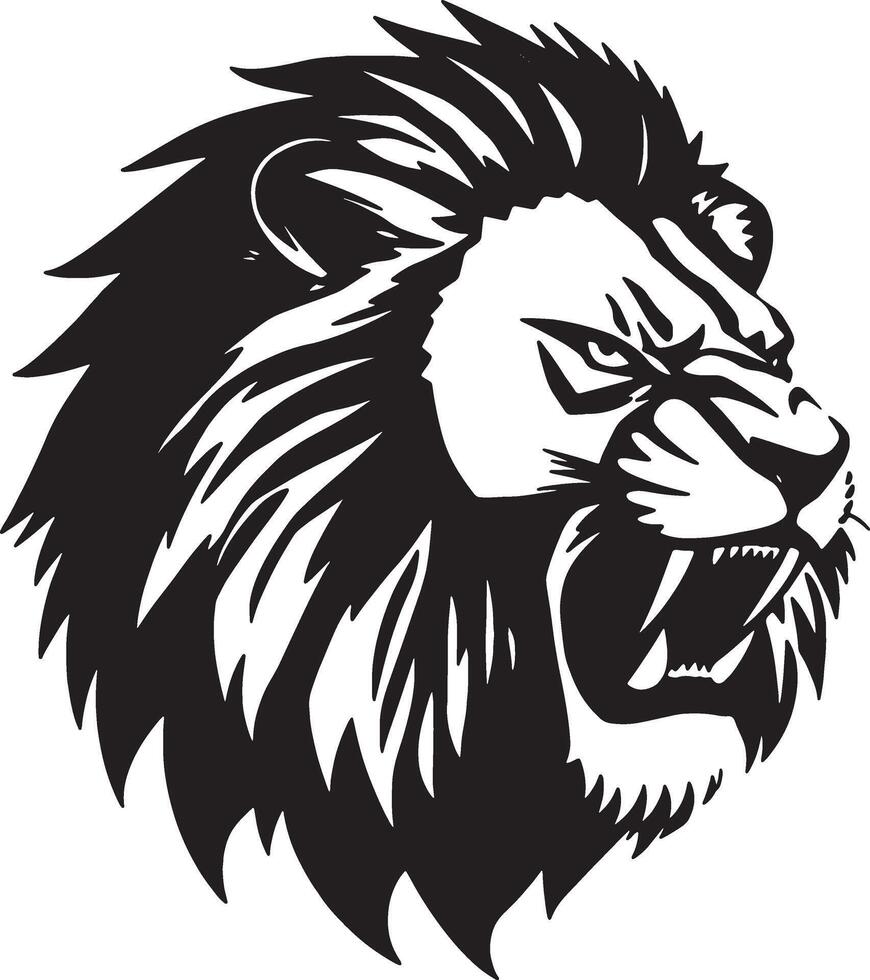 A silhouette illustration of a fierce majestical lion vector