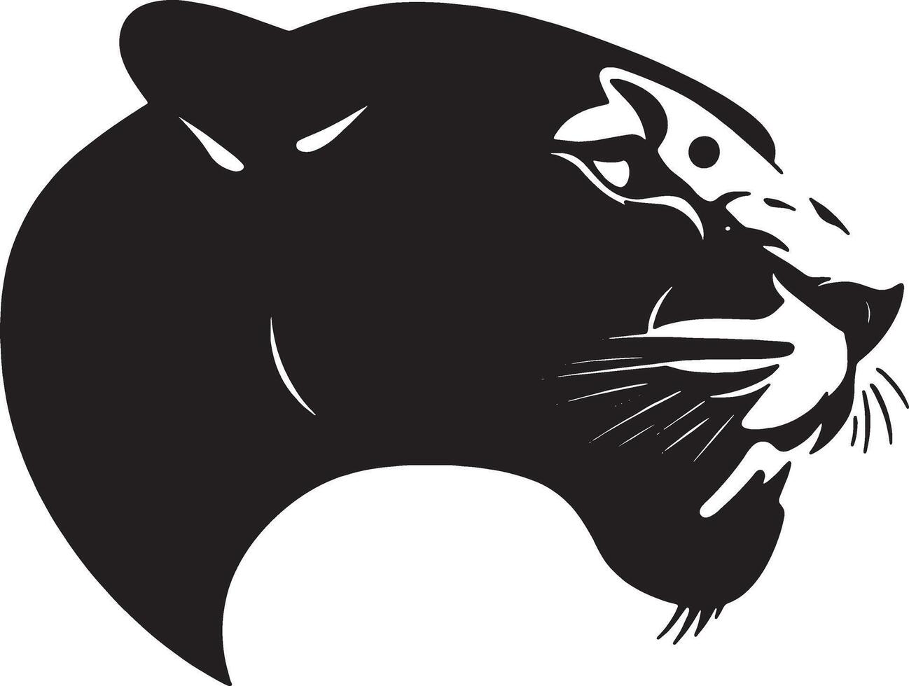 A silhouette illustration of the side view of a black panther head vector