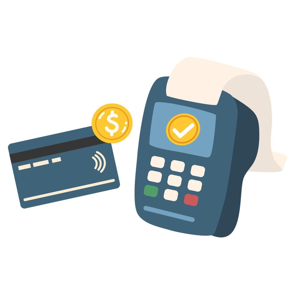 purchase by credit or debit card. Contactless payment system or technology vector