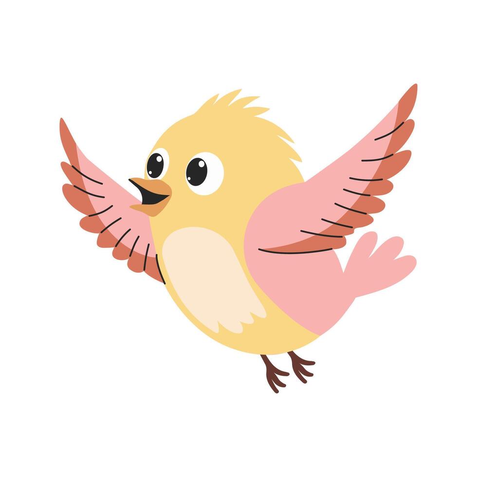 Spring bird. Beautiful birdie. Colored flat illustration isolated on white background. vector