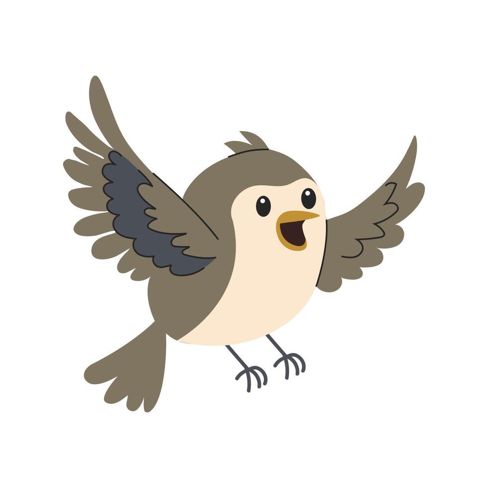 Cute bird. Cute flat illustration on white background. vector