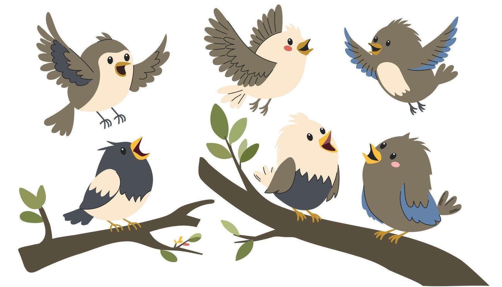 A set of flat illustrations in children's style. vector