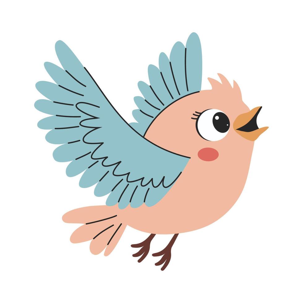 Cute little bird cartoon Illustration isolated on a white background. vector