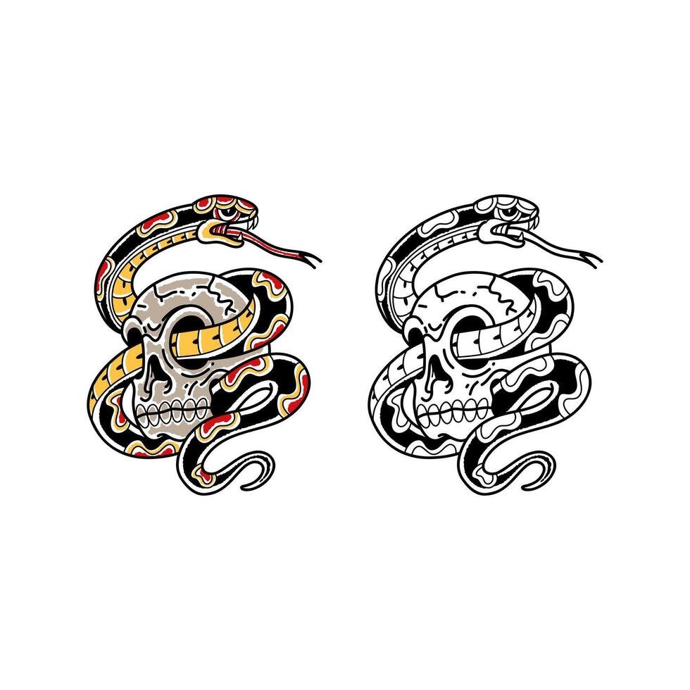 Snake Skull Tattoo vector