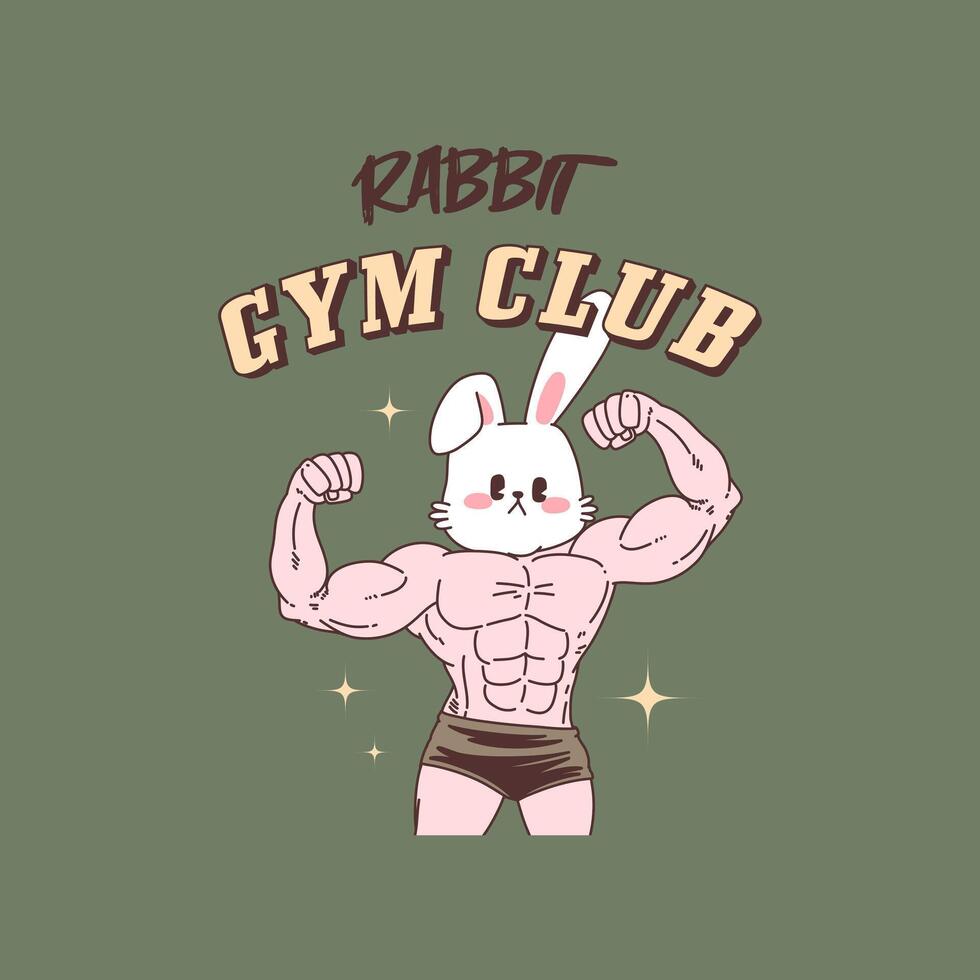 Strong Rabbit Bunny Gym vector