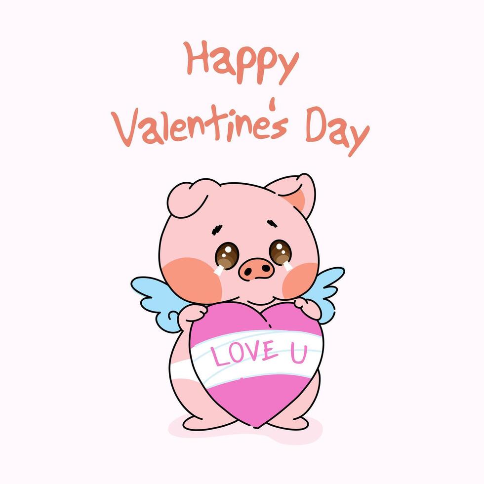 Cupid Pig Broken Heart vector