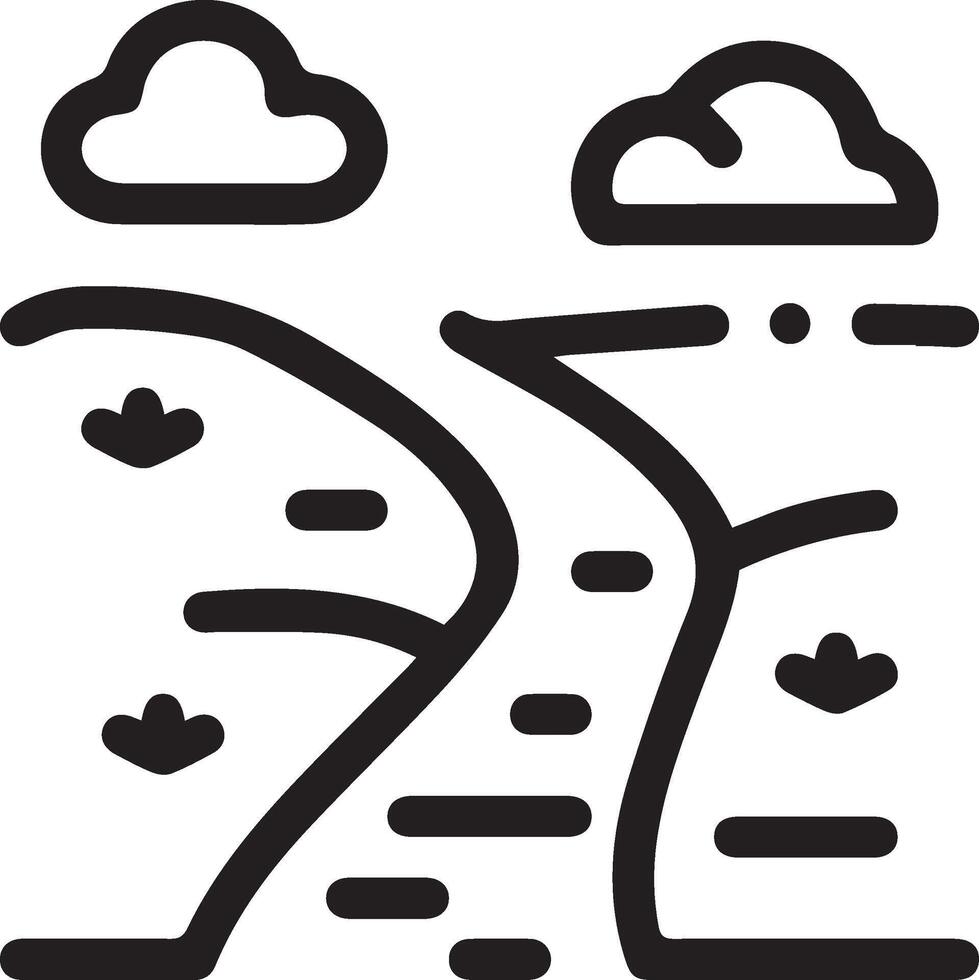 A black and white line drawing of a road vie vector