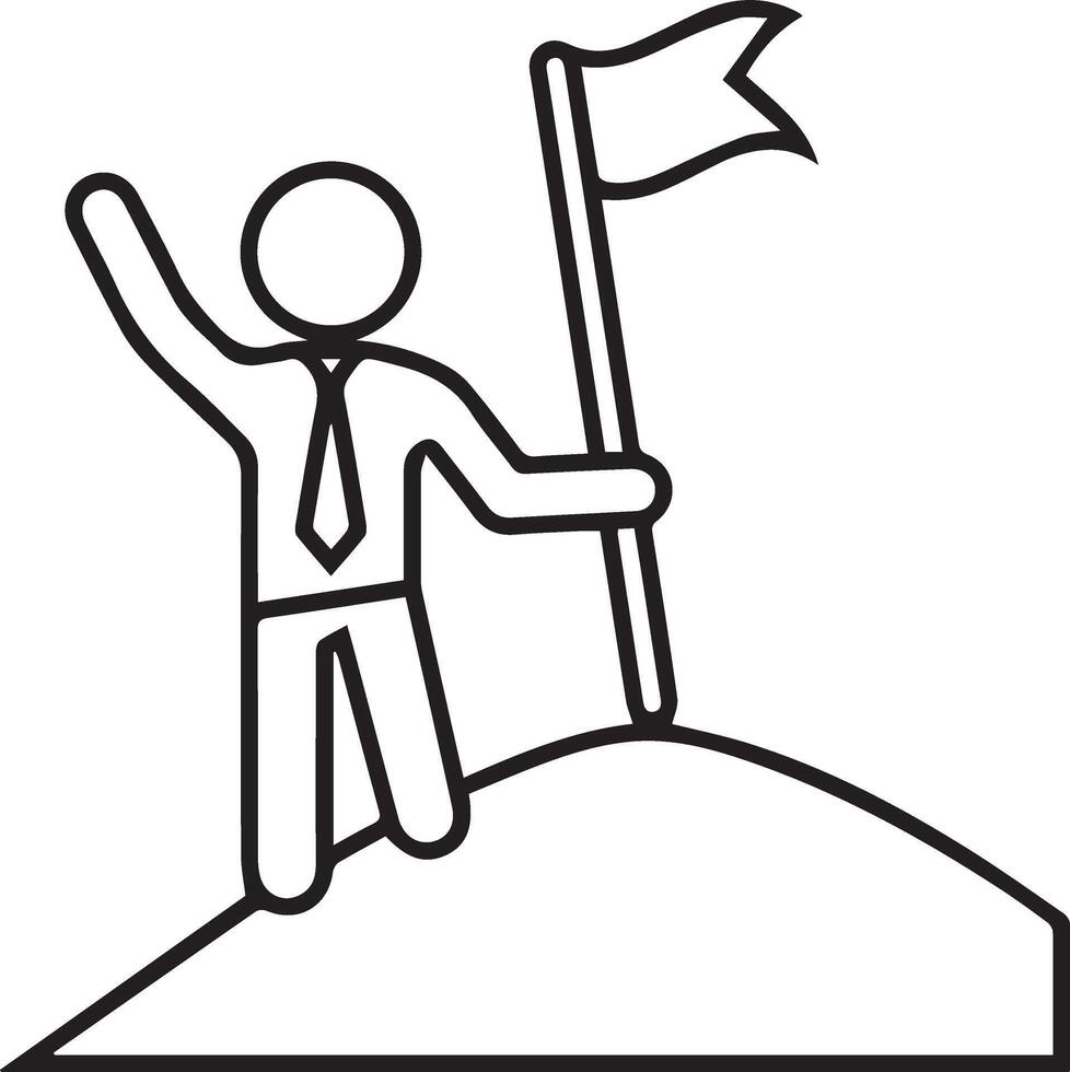 A man holding a flag on top of a mountain clipart vector