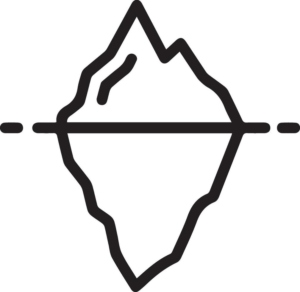 A black and white line drawing of a ice mountain illustration vector
