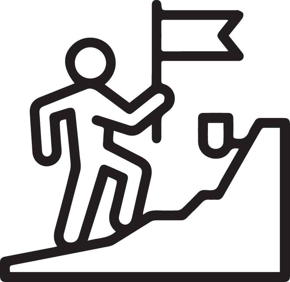 A man is holding a flag on a mountain vector