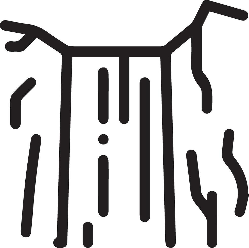 A black and white drawing of a water fall on the cliff vector