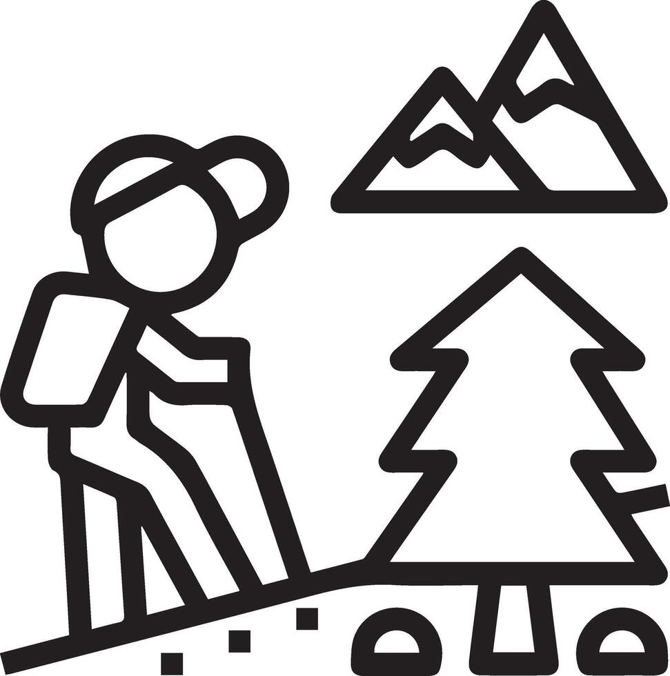 Hiker hiking icon illustration outline vector