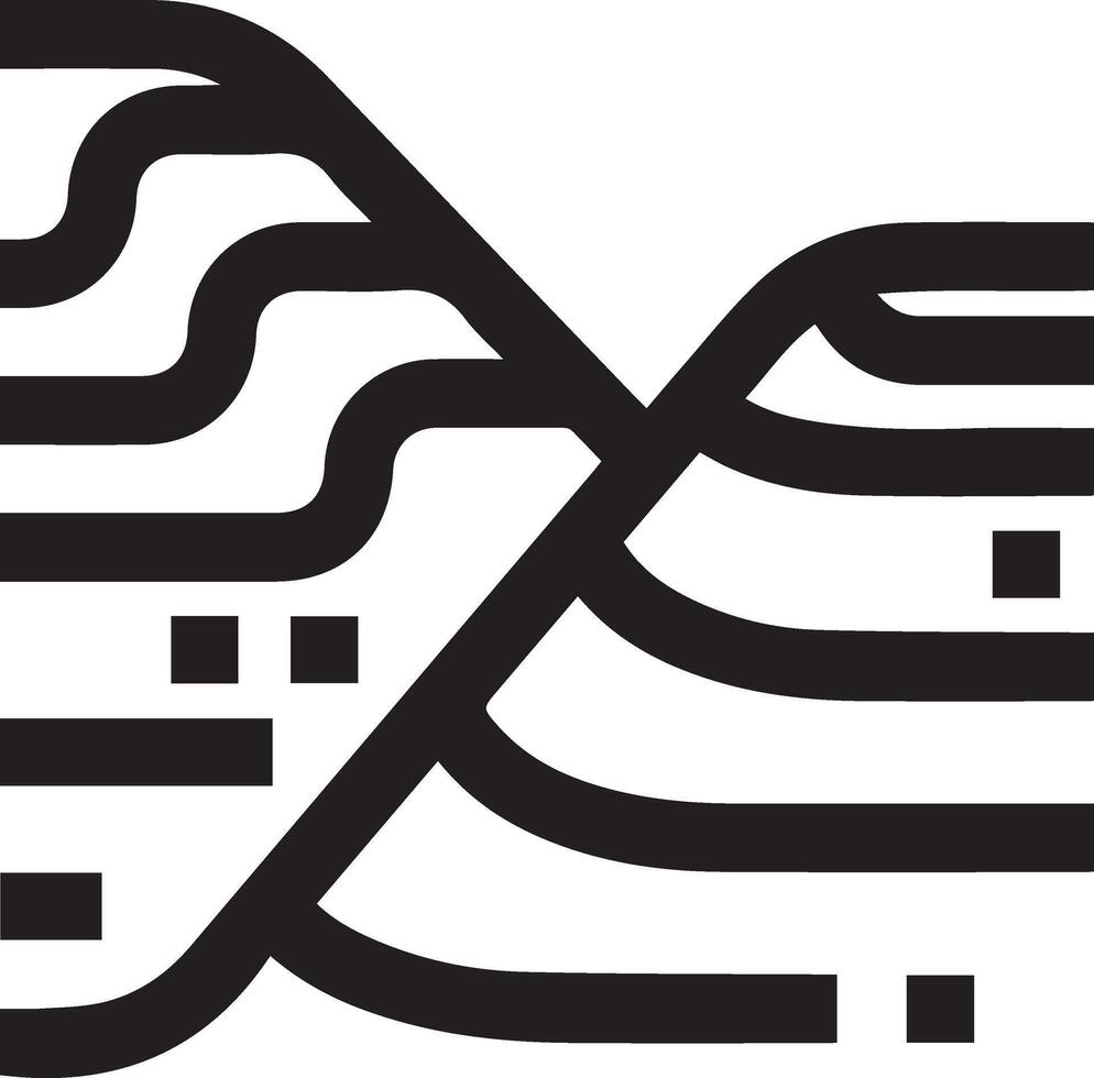 A black and white logo with a mountain range vector
