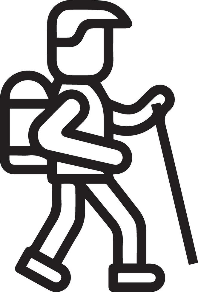 A black and white line drawing of a man with a backpack vector