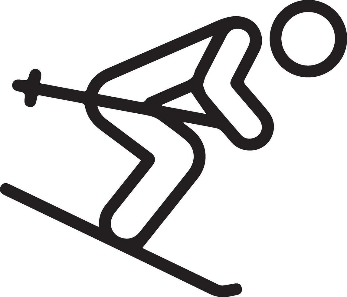 A black and white illustration of a skier going down a slope vector