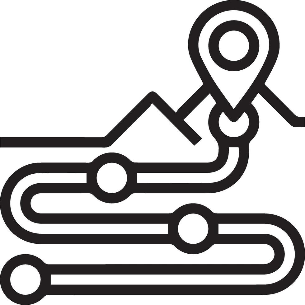 A map pin pointing to a location on a map in the mountain vector