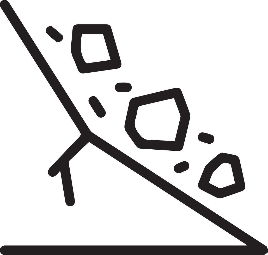 A black and white illustration of a rock falling vector