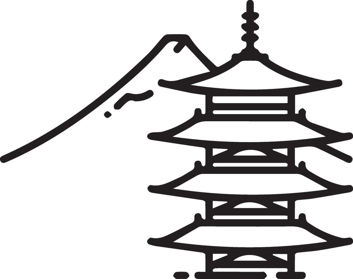 Japanese pagoda with mountain in the background vector