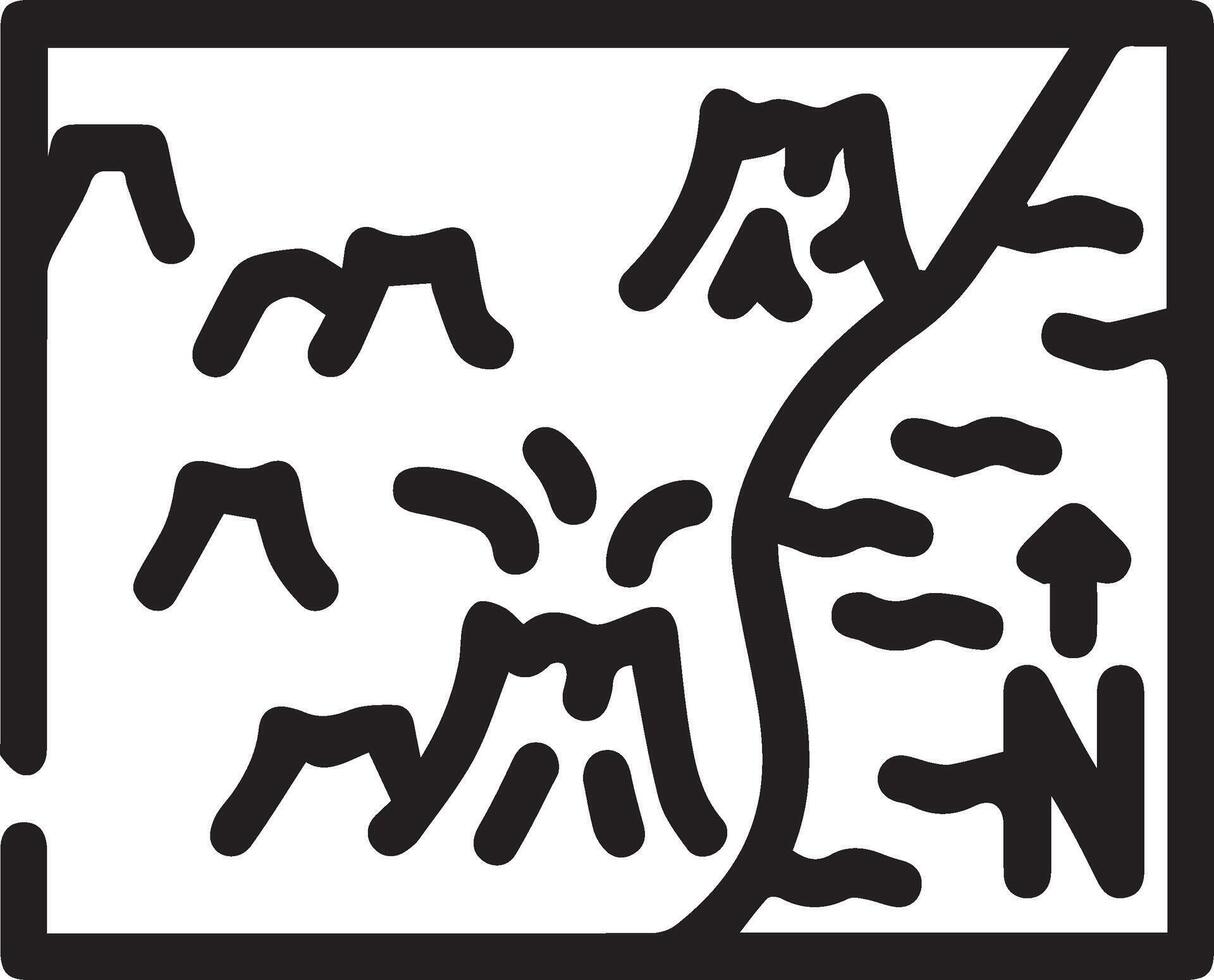 A black and white drawing of a mountain with a river vector